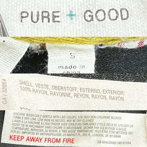 Anthropologie Pure + Good Floral Embroidered Striped Pajama Shirt Small - Picture 8 of 9